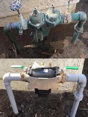 Main water shutoff valve replacement with new PVC pipes and brass ball valves installed