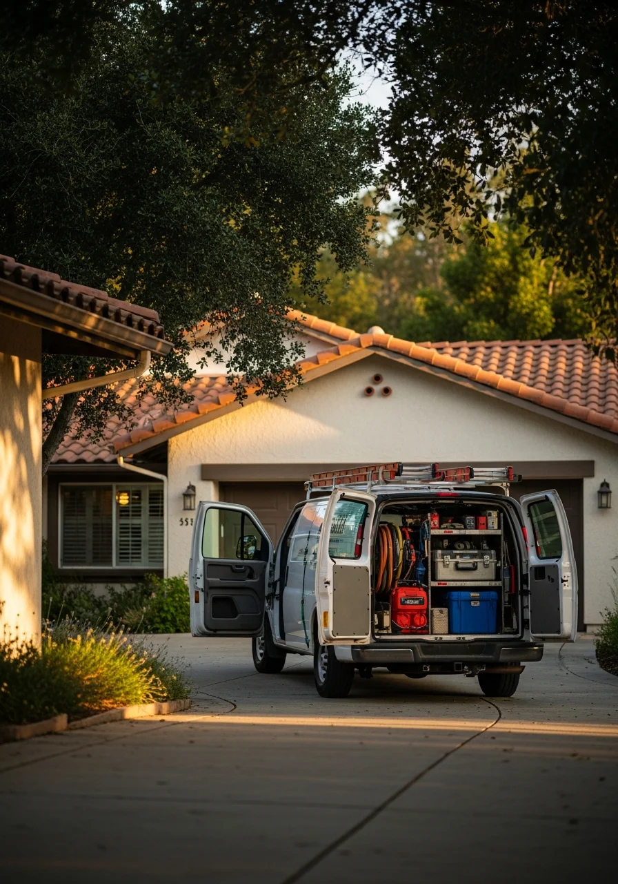 Thousand Oaks homeowner in their driveway, representing the suburban family demographic and residential property ownership.